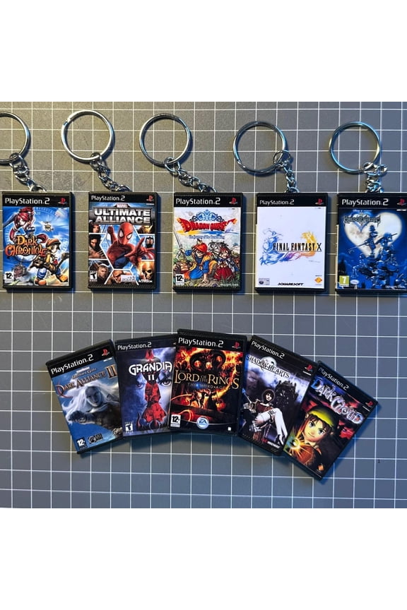 PS2 MMORPGs Game Case Keychains & Magnets | Handmade Gamer Collectibles | Water and Scratch Resistant (1 keychain)