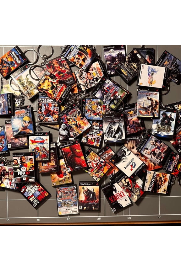 PS2 Miniature Game Case Keychains | 25 Iconic Retro Gamer Collectibles Water and Scratch Resistant (1 keychain)