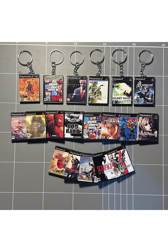 PS2 Miniature games Case Keychains & Magnets | Handmade Gamer Collectibles | Water and Scratch Resistant (1 keychain)