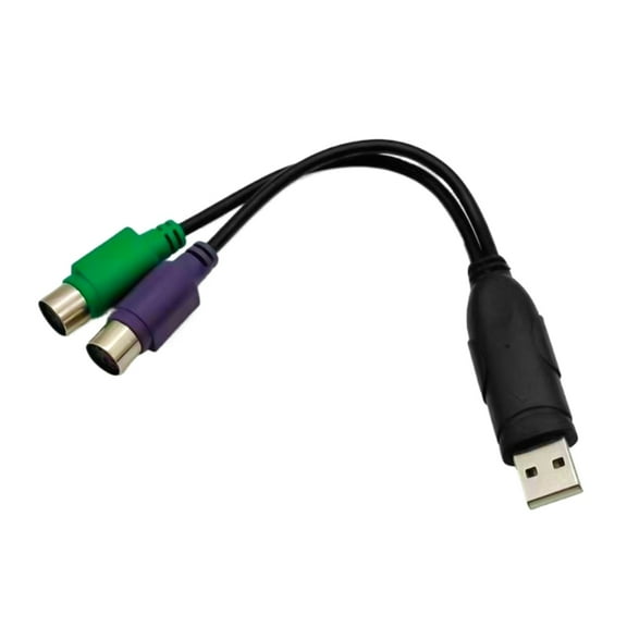 PS2 to USB Adapter USB to Dual PS/2 Adapter Cable for Keyboard Mouse Plug and Play Design Compatible for Windows Mac