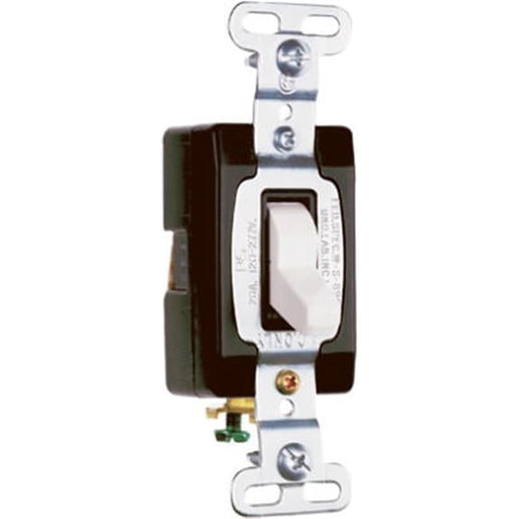 PS20AC1WCC8 Single Pole Toggle Switch, 20A, White