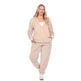 thumbnail image 1 of PS2121-10-1X Plus Size Velour Tracksuit Set, Beige - Extra Large - 2 Piece, 1 of 1