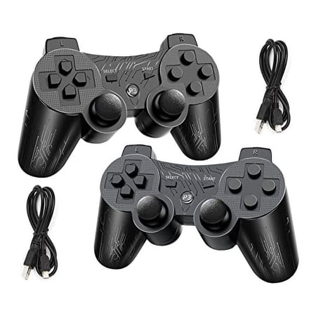 PS3 Controller Wireless, PS3 Controller Compatible with PS3 Console, Bluetooth Controller Remote for Playstation 3 with Motion Sense/Dual Vibration, 2-Pack