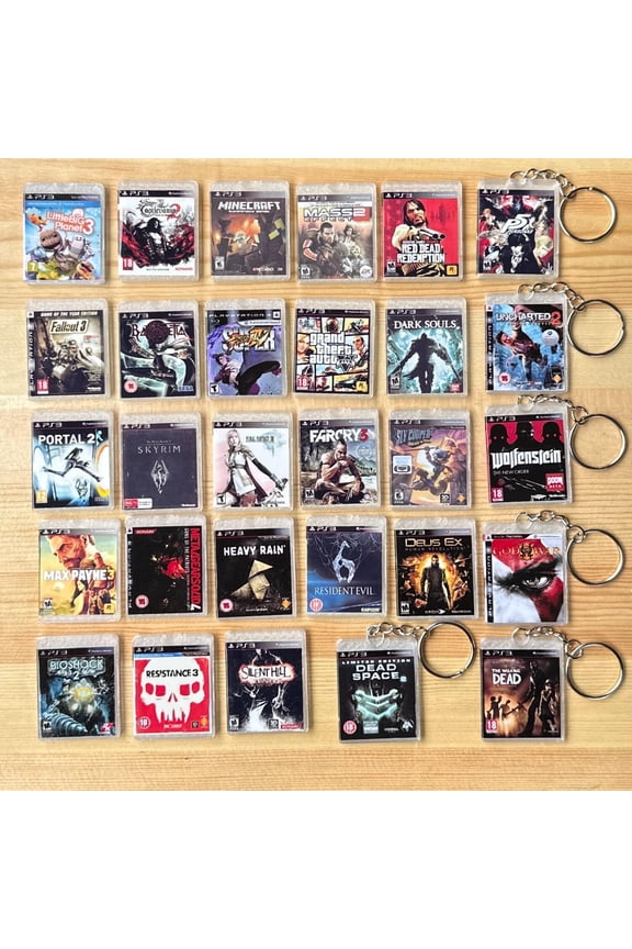 PS3 Game Cover Keychain  Mini Retro Game Case Accessory (Water/Scratch Resistant) (1 keychain)