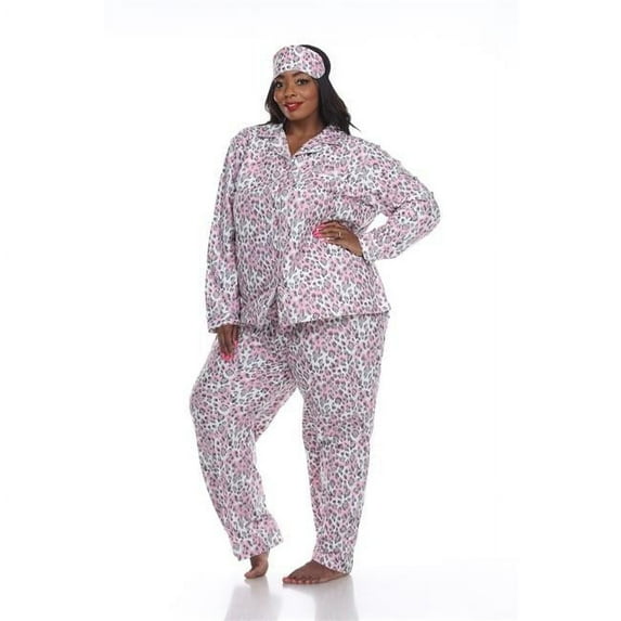PS3610-12-2XL Grey Cheetah Plus Size Three-Piece Pajama Set - 2X