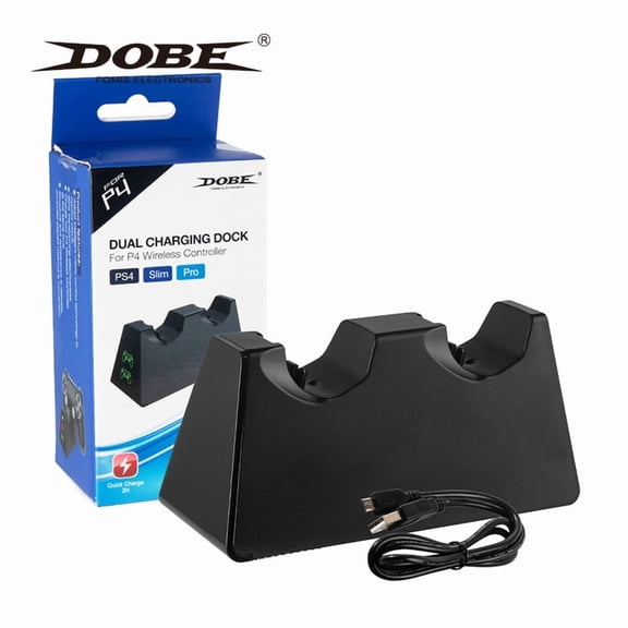 PS4 Controller Charging Base - Dual Contact Charger for PS4 Slim/Pro Wireless DualShock 4 Controllers | LED Status Indicators, Anti-Slip Design, Fast Charging, No Cables Needed for Controllers