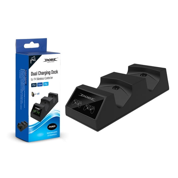 PS4 Controller Charging Station - Dual Dock Charger for PS4/PS4 Slim/PS4 Pro Wireless Controllers | Includes AC Power Adapter, LED Charge Indicators, Overcharge Protection & Anti-Slip Base