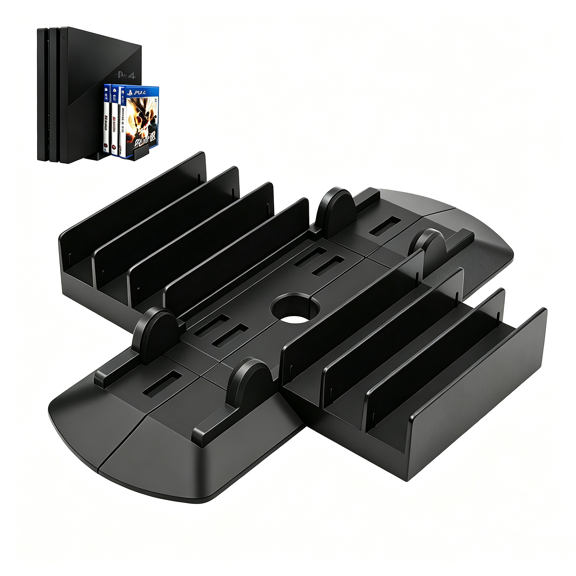 PS4 Game Disc Storage Stand Multifunctional Vertical Console Holder Modular Game Card Rack Compatible with PS4 PS4 Slim PS4 Pro Black ABS Video Game Accessory