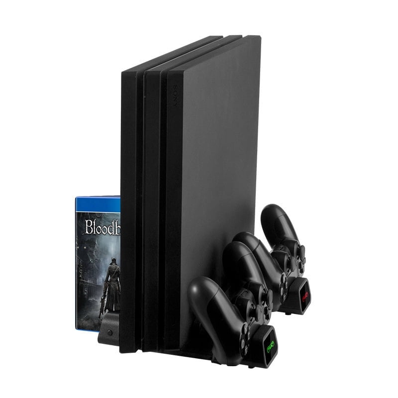 PS4/Slim/Pro Cooling Stand with Dual Charger and Disc Storage - Keep Your Console Cool and Organized