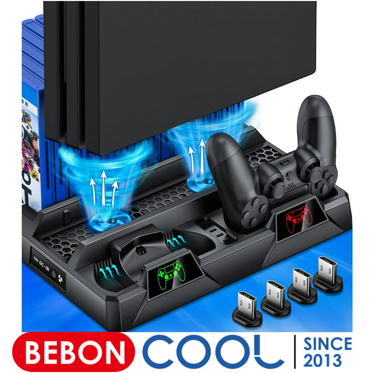 London Afvist Indkøbscenter PS4 Stand Cooling Fan with Dual Controller Charging Station Compatible for PlayStation  4 Slim/PS4 Pro Console,BEBONCOOL PS4 Accessories with 16 Game Storage Black  - Walmart.com