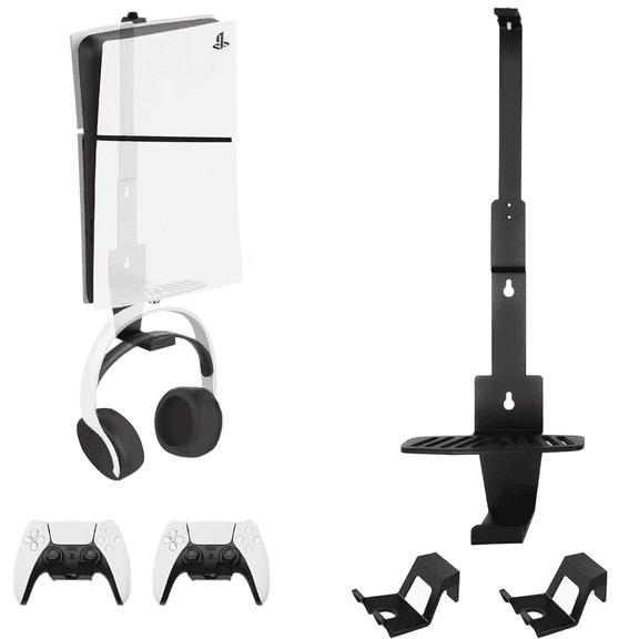 PS5 All Model Steel Wall Mount with Controller & Headset Storage Holders