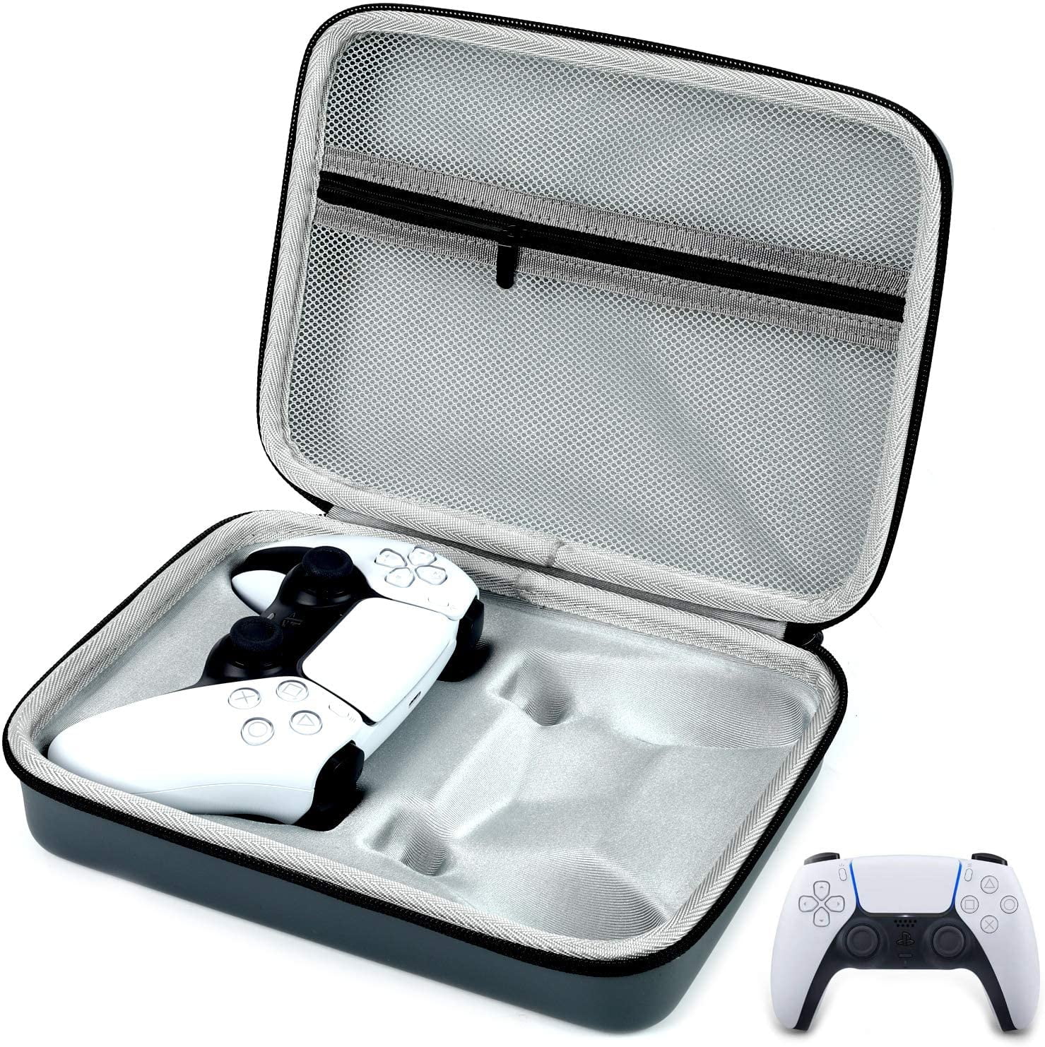 Rechargeable Case for PS5/PS5 Edge DualSense Controller Hard Shell  Protective Cover Storage Case Carrying Bag with Charging Cable  Lanyard(White)