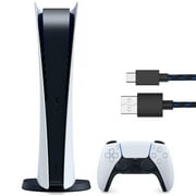 PS5 Console Sony PlayStation 5 Digital Edition with Long Heavy Duty Braided Type C Cord Bundle