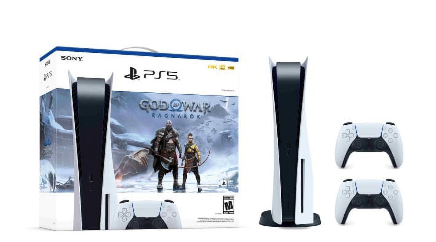 PS5 Console Sony Playstation 5 (Disc Edition), God Of War Ragnarok Bundle  Edition with extra 2 controllers 