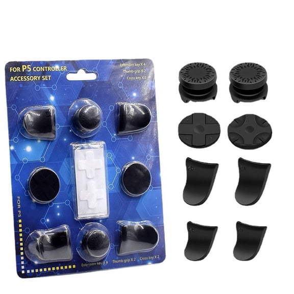 PS5 Controller 8-in-1 Accessory Kit - L2 R2 Trigger Extenders + D-Pad + Thumb Grips, Customization Kit for PS5 DualSense Enhanced Gaming Experience