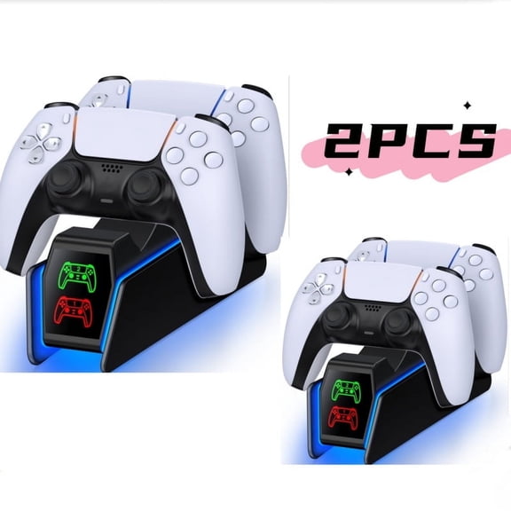 PS5 Controller Charger,Dual Controller Charging Dock for PS5 Controller with LED Light, PS5 Accessories with Fast PS5 Charging Station-2PCS
