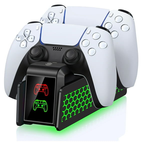 PS5 Controller Charger, Fast PS5 Charging Dock Station with 9 Lighting Effects, LED Indicator, PS5 Accessories