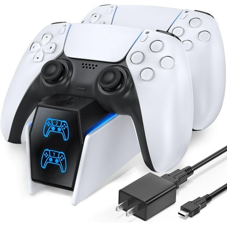 PS5 Controller Charger PS5 Accessories Kits with Fast Charging AC Adapter, Controller Charging Stand for PlayStation 5, Docking Station Replacement for DualSense Charging Station