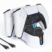 PS5 Controller Charger, PS5 Charging Station for Playstation 5 Dualsense Controller with LED Indicator, Upgrade PS5 Accessories Incl. Fast Charging Cable, Dual PS5 Charger Stand White