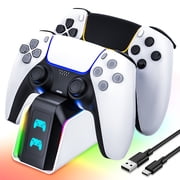 Controller Charger Station Compatible with PS5 DualSense & Edge Controllers, PS5 Fast Charging Station Docking with RGB Light & LED Indicato