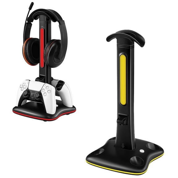 PS5 Controller Charger Station, Dualsense Twin Charging Dock with Headset Stand & RGB LED Display, Gaming Display Stand for PS5 Controllers, PlayStation 5 Accessories