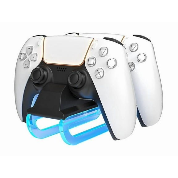 PS5 Controller Charging Station Acrylic DualSense Controller Charger Stand Organizer with LED Indicator and USB-C Ports