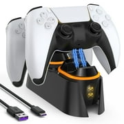PS5 Controller Charging Station, Dual Controller Charging Dock for Playstation 5 Dualsense Controller, Upgrade PS5 Controller Charger Accessories with Fast Charging Cable(Black)