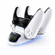 Etpark White PS5 Controller Charger, Charging Station for PlayStation 5 Controllers, Dual Charging Dock with LED Indicator