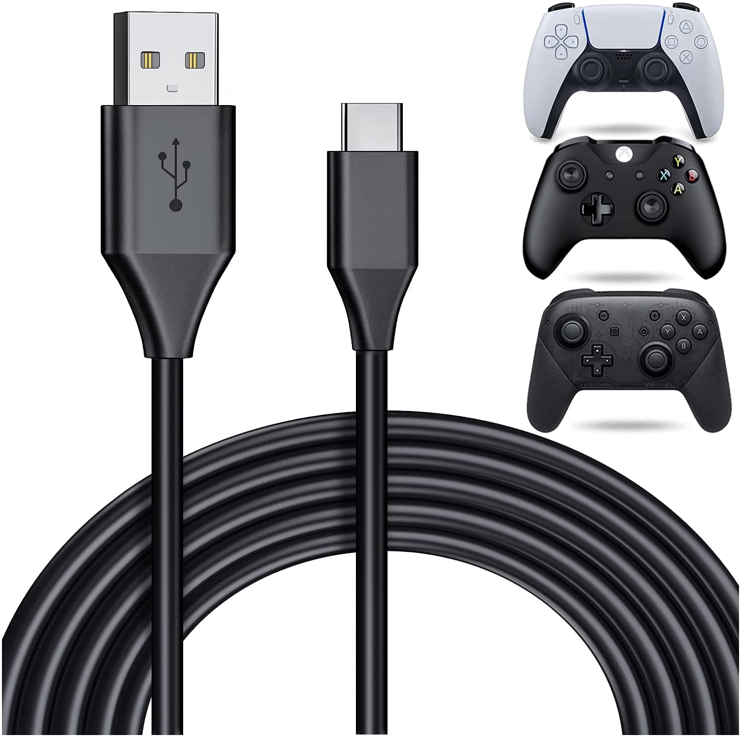 Groupnineet Station Dock, 9.8 FT Fast Plug Charging Cord, for PS5 Controller, Black