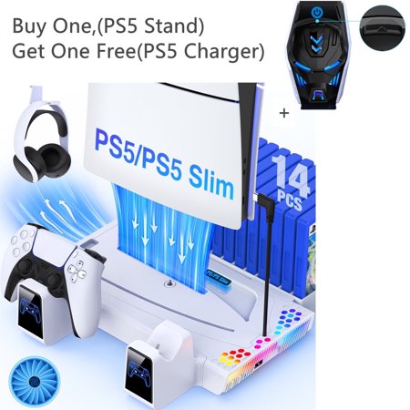 PS5 Controller Stand with Cooling Fan,Beboncool PS5 Cooling Fan Stand with Dual Controller Charger Station for Playstation 5/PS5 Silm/PS5 Controller