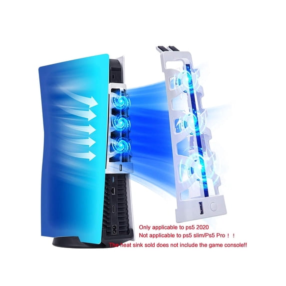PS5 Cooling Fan with LED Light & USB Port - 3 Speed Adjustable Quiet Cooling Fan for PlayStation 5 Digital/Disc Version (Not Compatible With P-5 Slim/Pro)
