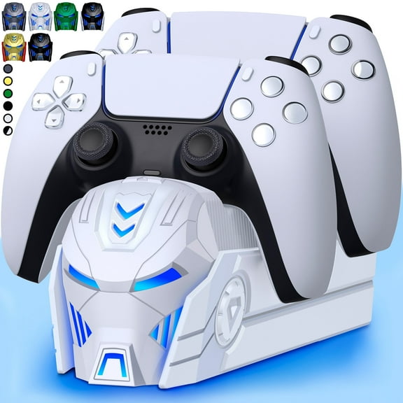 PS5 Dual Charger Dock with Fast Charging & Storage -2.5Hr Rapid Charge, Space-Saving Design for DualSense Controllers