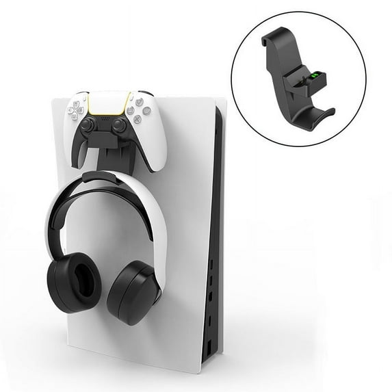 PS5 DualSense Fast Charging Station Hanging Dock with Headphone Hook,Console mounting With LED Indicator, and Overcharge Protection