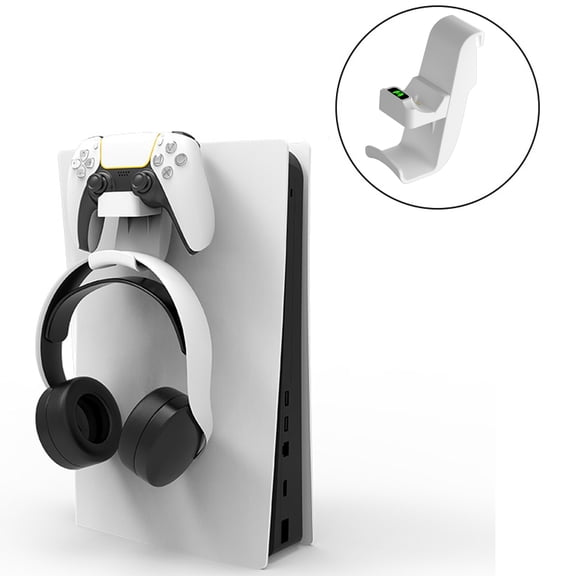 PS5 DualSense Fast Charging Station Hanging Dock with Headphone Hook,Console mounting With LED Indicator, and Overcharge Protection