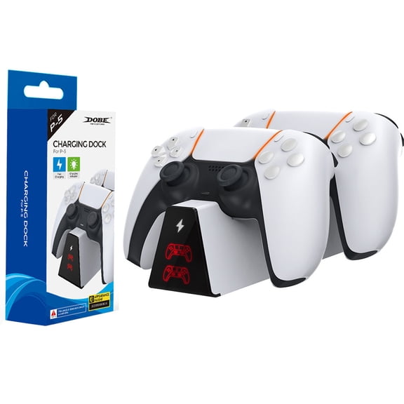 PS5 DualSense Wireless Controller Dual Charging Dock - Contact-Based Charging for 2 PS5 Game Controllers, LED Charge Status Lights, Fast Charging, Anti-Slip Base, Universal Compatibility