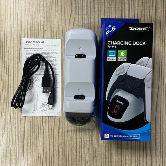 PS5 DualSense Wireless Controller Dual Charging Dock - Train Head Design, 2-Slot Charger for PS5 Game Controllers, LED Charge Status Lights, Fast Charging, Anti-Slip Stable Base