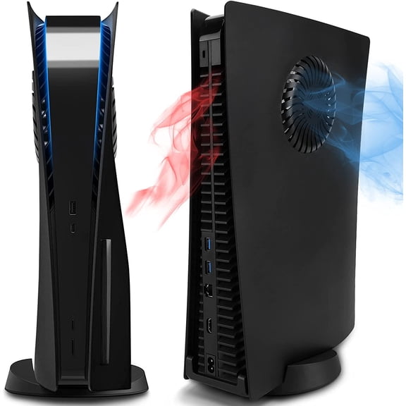 PS5 Face Plates for PlayStation 5 Console Disc Edition, PS5 Accessories ABS PS5 Cover Plates with Fan Vents, Hard Shockproof Anti-Scratch Replacement Protective Shell-Black