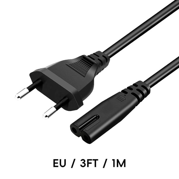 PS5/PS4 EU Standard Power Cord - Universal AC Power Cable for PS5/PS5 Slim/PS5 Pro & PS4/PS4 Slim/PS4 Pro Gaming Consoles, European TV Plug Cord (1M/1.5M/3M Length Variants)