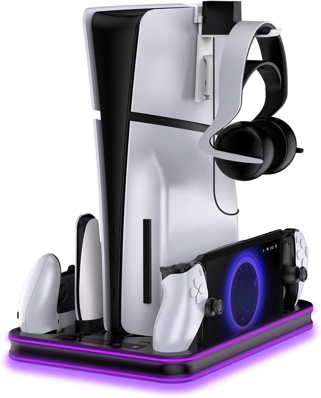 Uberwith Stand and Cooling Station with RGB LED Controller Charging Station for PlayStation 5 Console, PS Portal Charging Dock, For PS5 / Slim Accessories with 3 Level Cooling Fan
