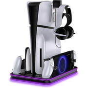 Uberwith Stand and Cooling Station with RGB LED Controller Charging Station for PlayStation 5 Console, PS Portal Charging Dock, For PS5 / Slim Accessories with 3 Level Cooling Fan