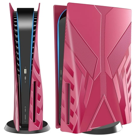Faceplates Replacement Accessories for PS5, Hard Shockproof Cover Skins Shell Panels Plates, Anti-Scratch Dustproof for PlayStation 5 Disc Edition-Red
