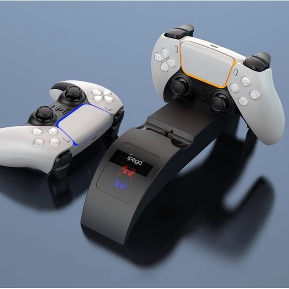 PS5 Rainbow Bridge Dual Charging Dock with LED Lights, Fast Charging Station for PS5 Wireless Controllers, Anti-Slip PS5 Gamepad Dual Charger Stand with Charging Indicator