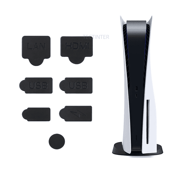 PS5 Silicone Dust Plugs Set,PS5 Pro/Slim USB HDMI Interface Anti-dust Cover Dustproof Plug for PlayStation 5 Console Accessories