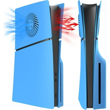 for PS5 Slim Console Faceplate Cover, Custom Replacement Skin Case ABS Cover Plates Side Shell for PS5 Slim Disc Edition (Light Blue, with Cooling Vents)