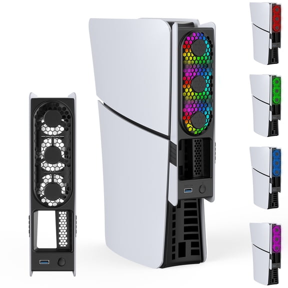 PS5 Slim Cooling Fan,Quite Fan with 3 Fans and External USB 3.0, Intelligent Temperature Cooling for PS5 Slim DE/UHD