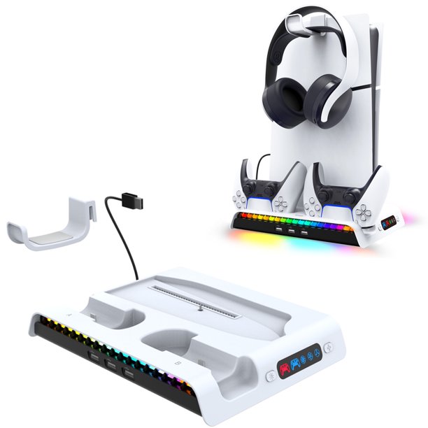 PS5 Slim Cooling Stand with Charging Station for PS5 DualSense/Edge