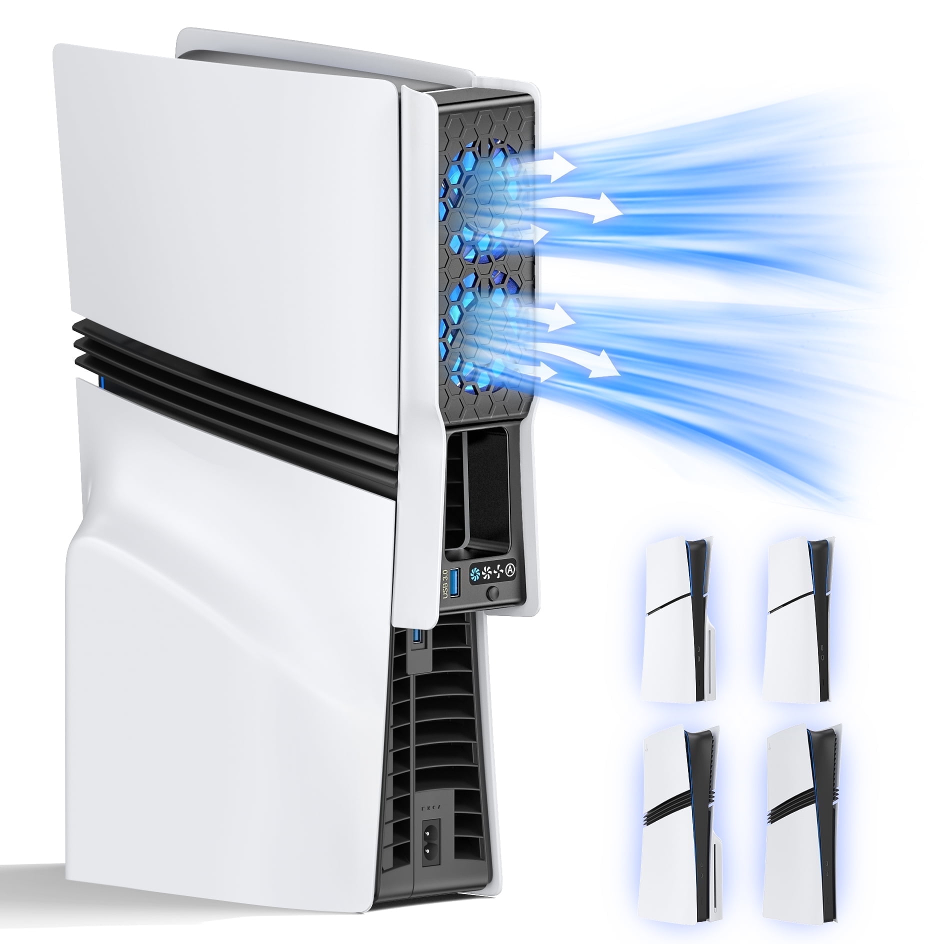 Cooling Fan for PS5 Slim/Pro Console, Silent PS5 Accessories Cooling System with RGB & Adjustable Speed, Efficient Plug-in PS5 Fan, Not for PS5 Original Consoles