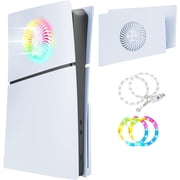 for PS5 Slim Top Cover Plates with Cooling Vents and RGB Light, Replacement Panel Upper Faceplate Case with Heat Dissipation Holes, Compatible with PS5 Slim Disc and Digital Edition