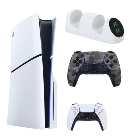 PS5 Slim with Extra Camo DualSense Controller and Dual Charging Dock