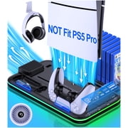 Beboncool PS5 Cooling Fan and Controller Charging Station for 2023 PS5 Silm/PS5 Digital/Disc Edition,Black